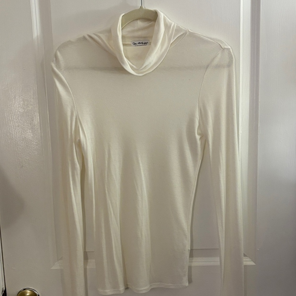 Miss Selfridge sheer long sleeve turtleneck top in cream - US 6